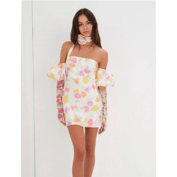 (M) NWT $279 For Love & Lemons‎ Hazel Mini Floral Dress Size Medium - Picture 3 of 10